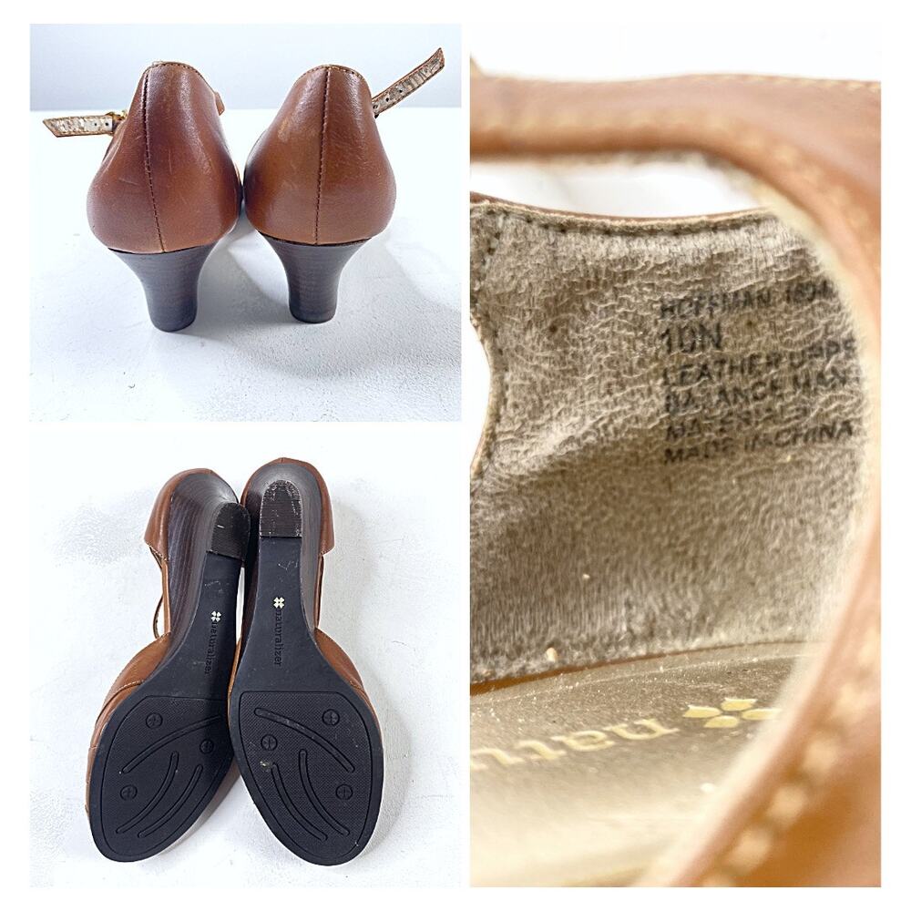 Naturalizer Brown Distressed Leather Wedges Boho T-Strap Sandals sz 10 - Picture 5 of 11